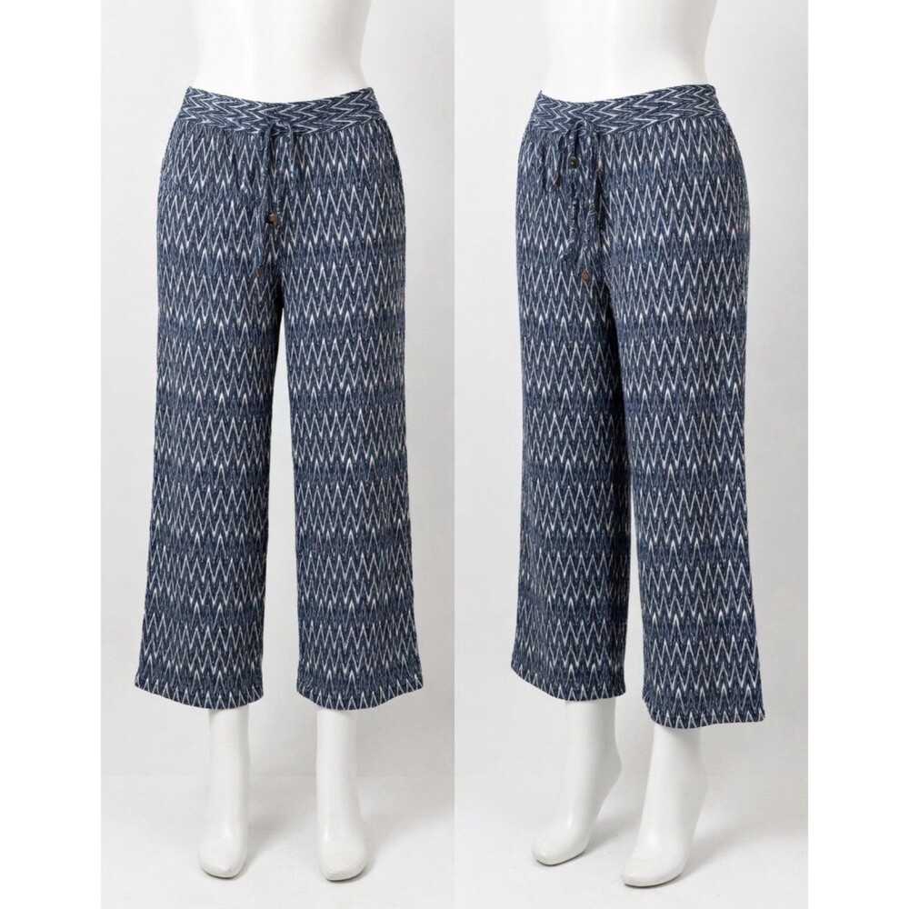 HESTER & ORCHARD size XL 100% Rayon Blue And White Zigzag Pants